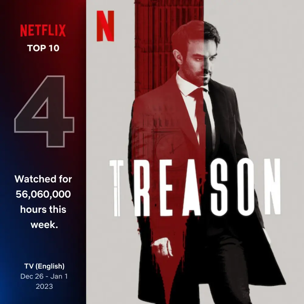 양복을 입고 서있는 트리즌 주인공 드라마 포스터