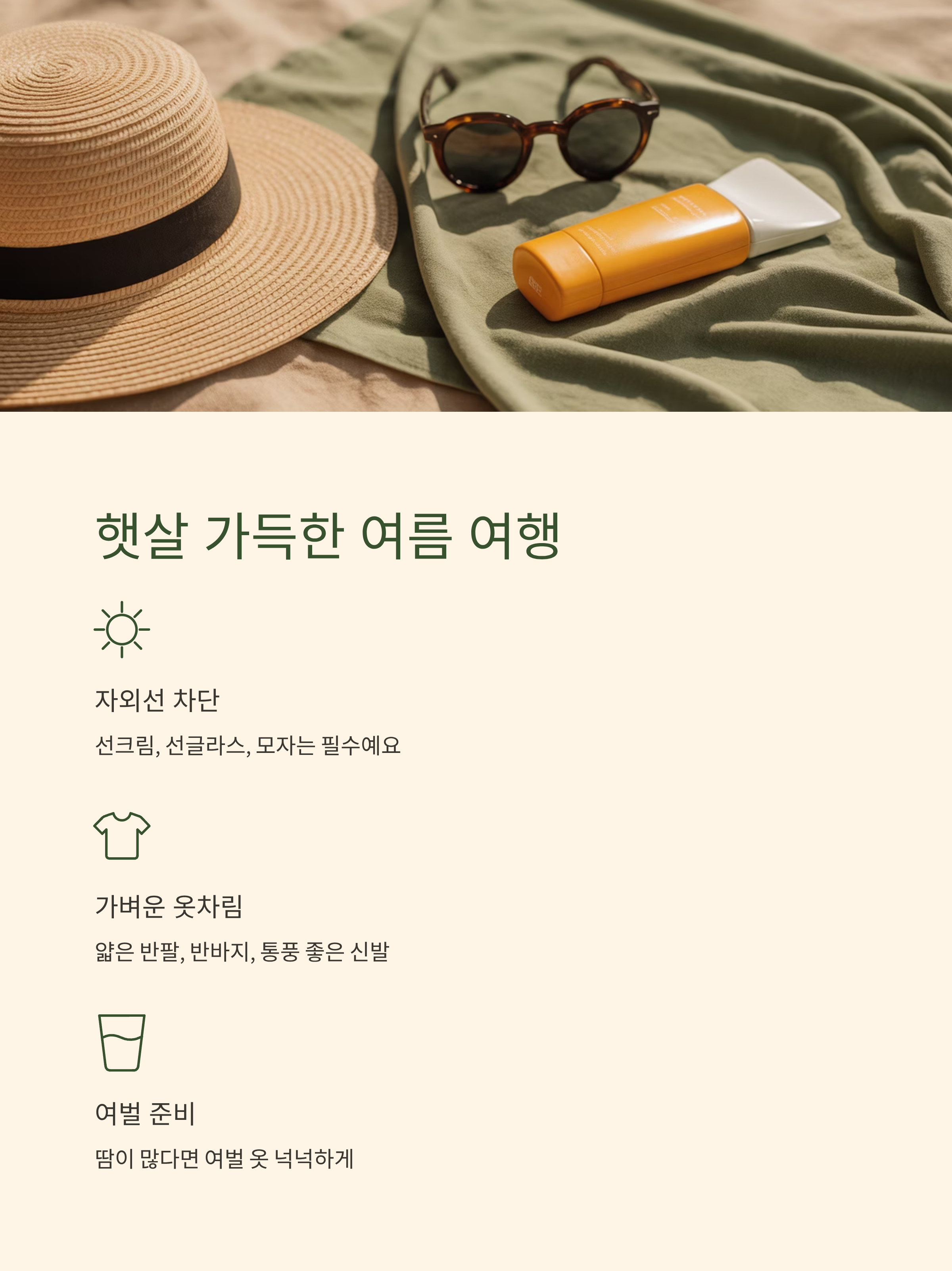 햇살 가득한 여름 여행, 필수템 리스트