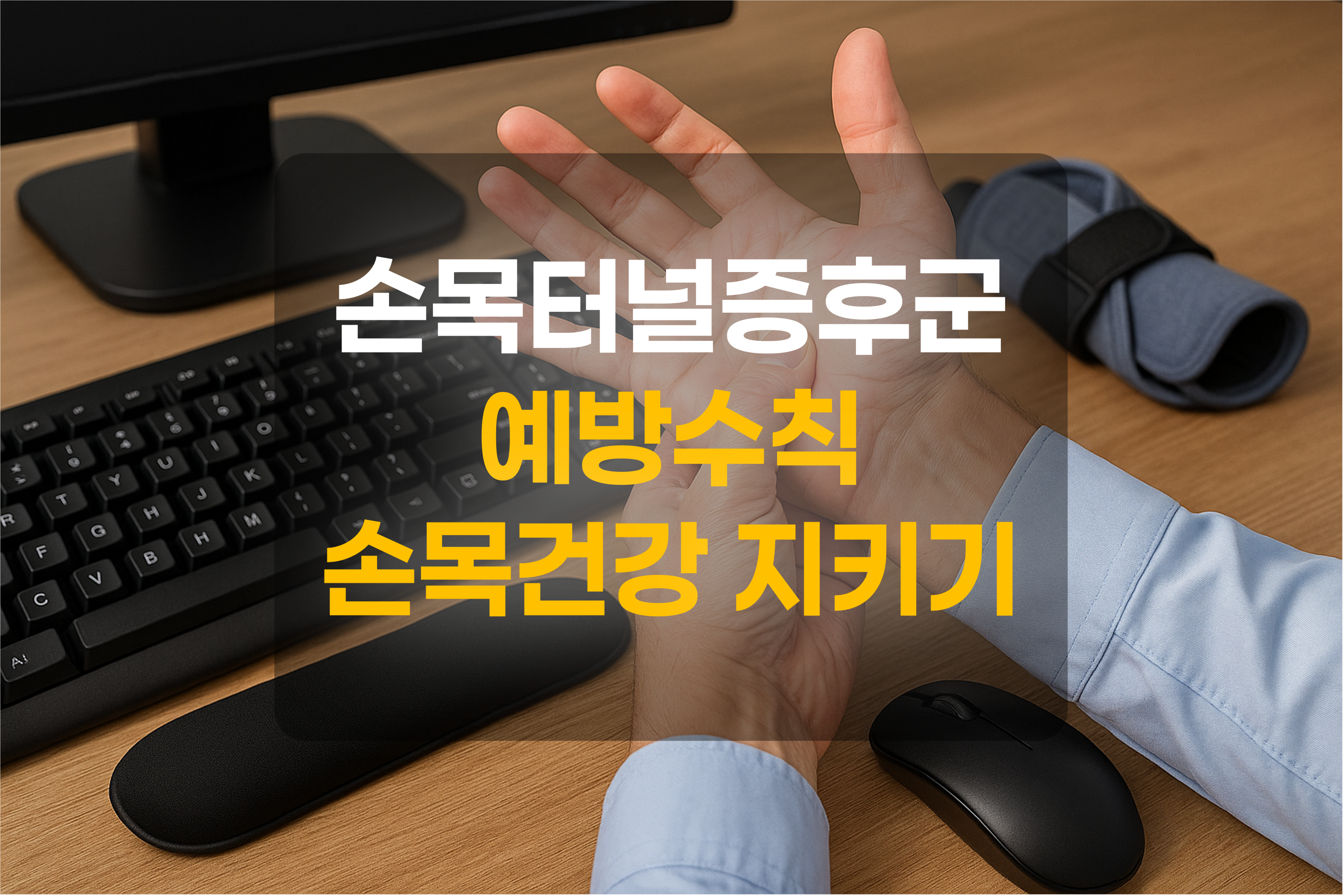 키보드 작업자가 손목을 만지고 있는 모습의 그림