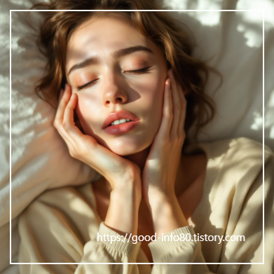 어지럼증을 느끼고 있는 여성