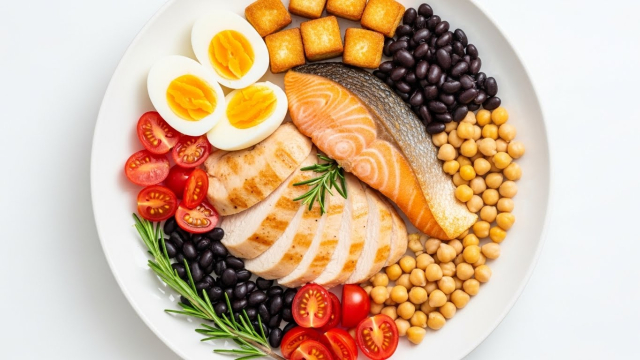 단백질이 풍부한 식품만 모아 놓은 접시