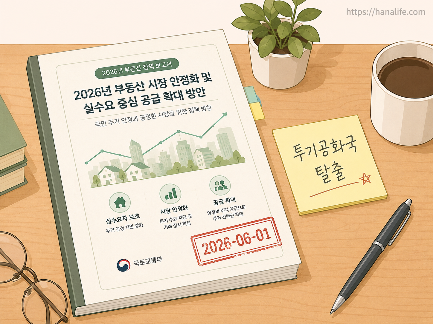 부동산 정책 보고서와 '투기공화국 탈출' 메모, 2026-06-01 도장