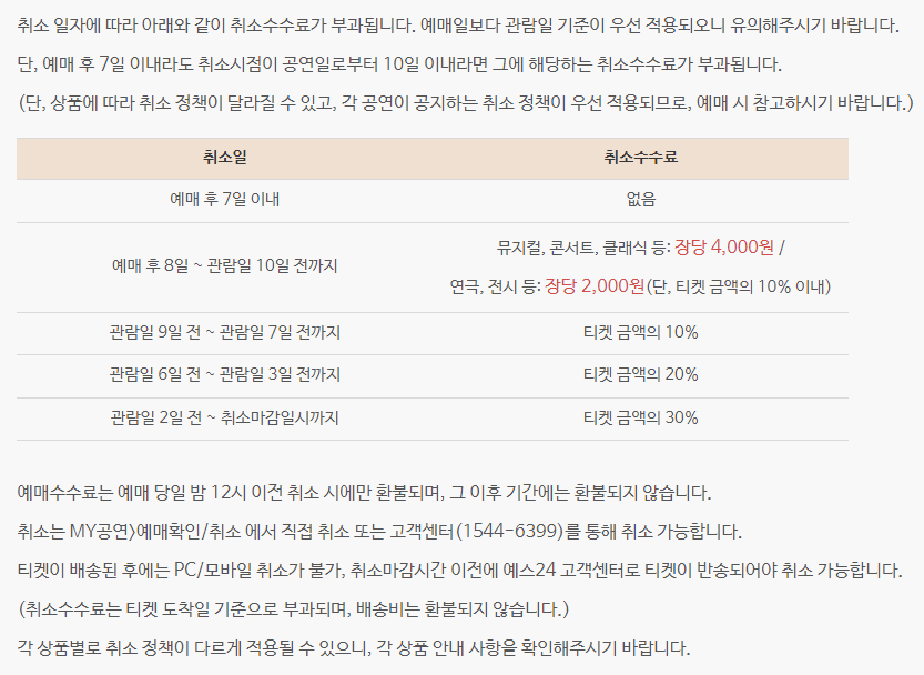 취소 및 환불방법