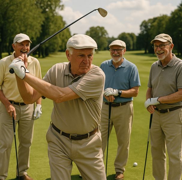 골프치는 노인들의 모습