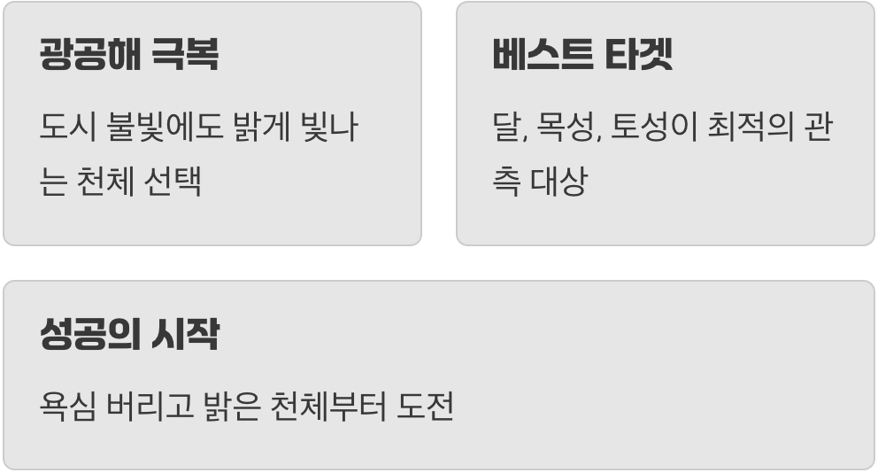 욕심은 금물, 첫 관측 대상 정하기