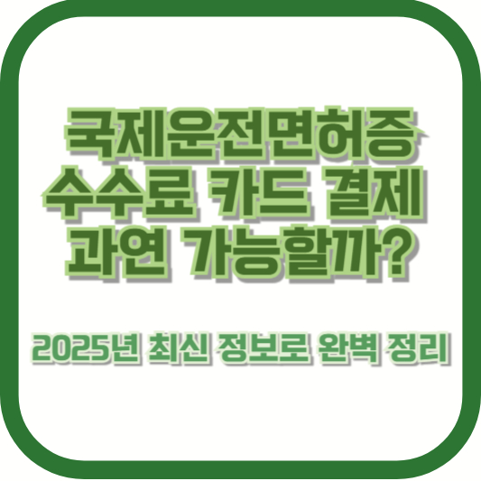 국제운전면허증 수수료 카드 결제, 과연 가능할까? 2025년 최신 정보로 완벽 정리