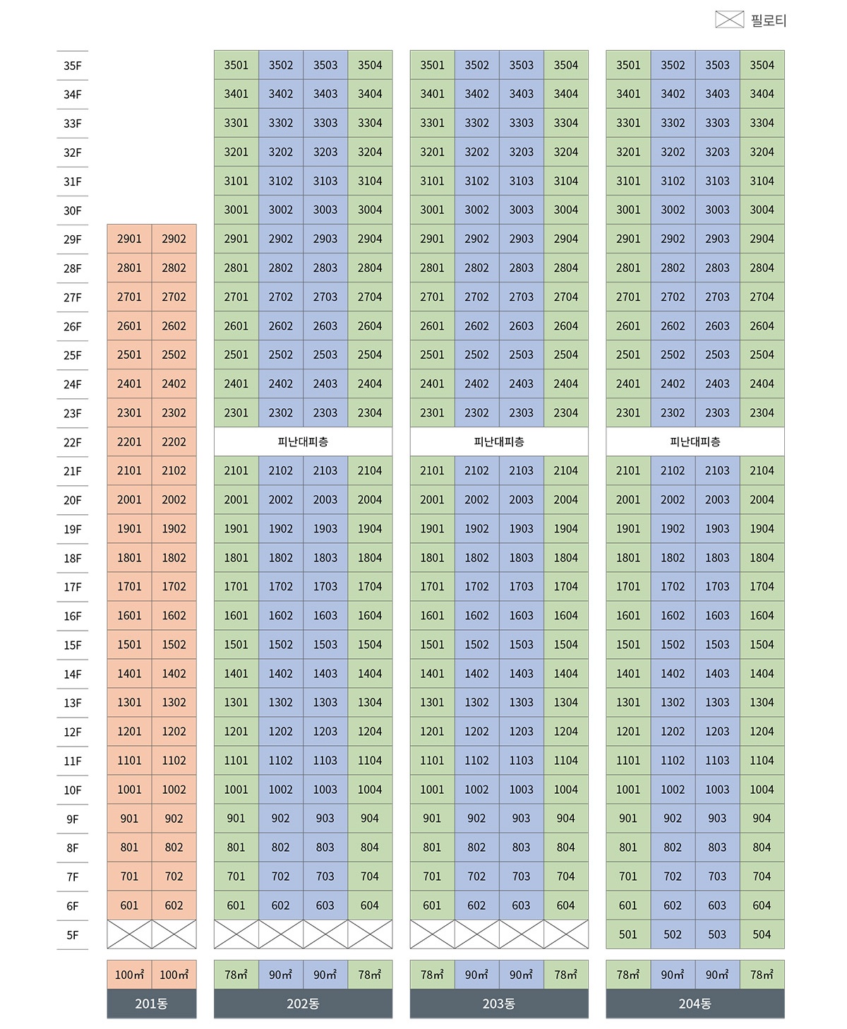 시화MTV 푸르지오 디오션 층･별 배치도