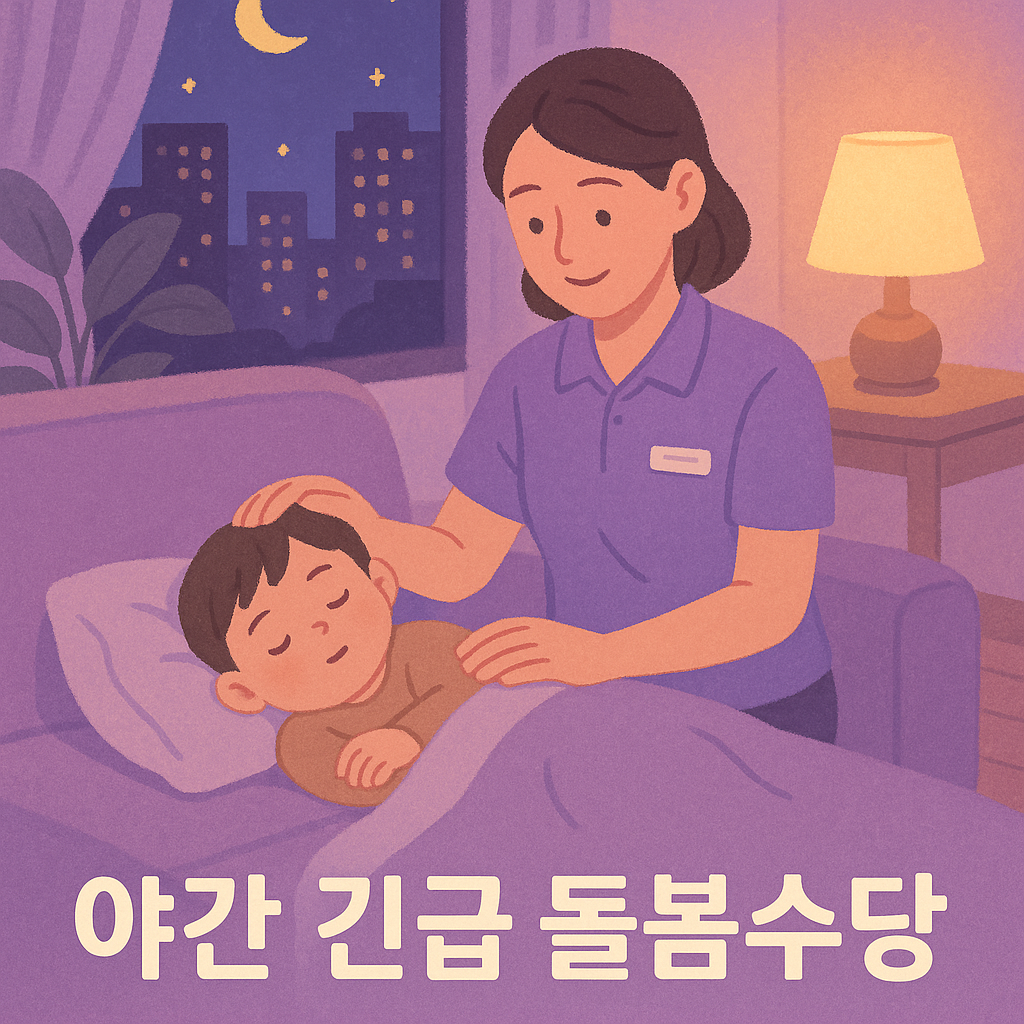 따뜻하고 안정적인 분위기의 야간 육아 지원 이미지
