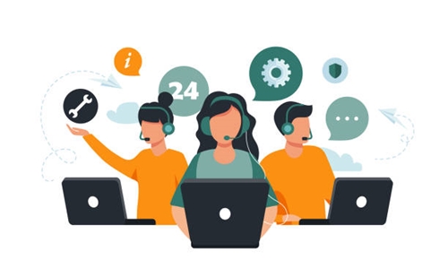 고객 지원하고 있는 모습의 그림