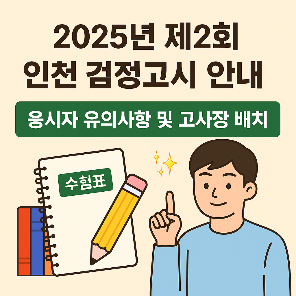 2025년 제2회 인천 검정고시 응시자, 시험 전 이것만은 꼭 확인하세요!