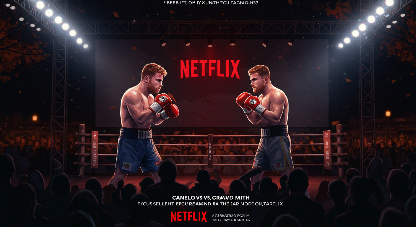 넷플릭스가 독점 생중계하는 카넬로 vs 크로포드 복싱 경기 장면