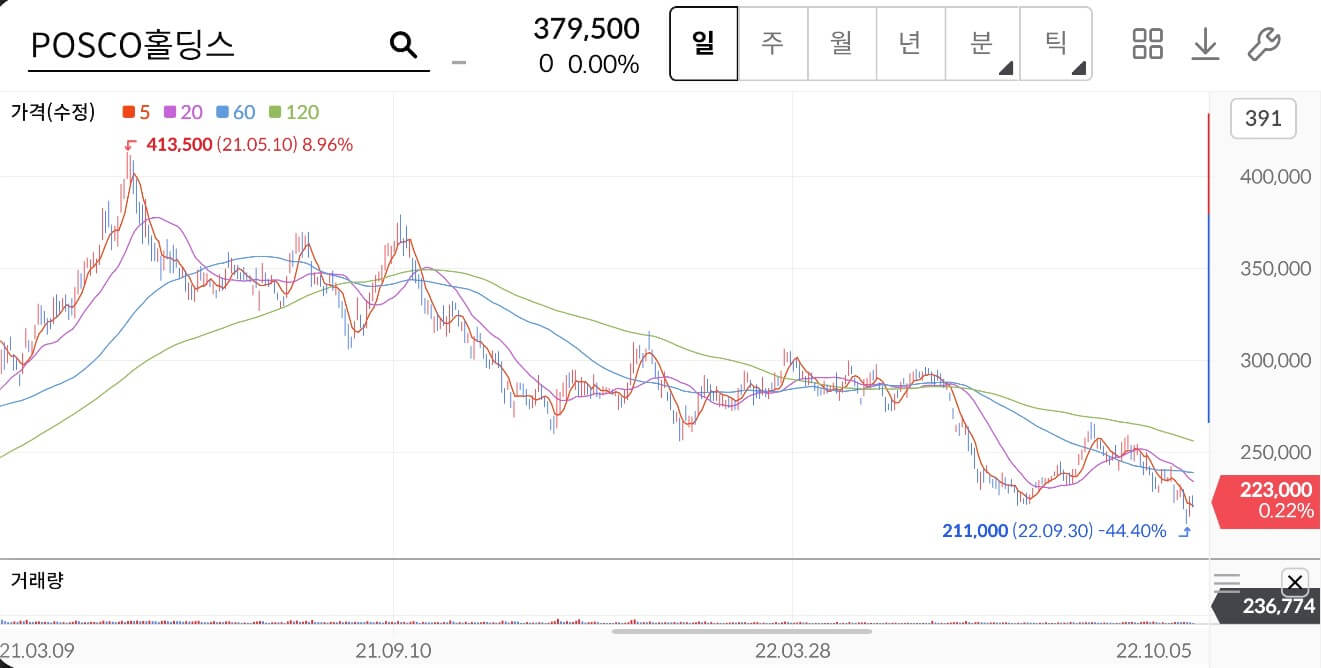 포스코홀딩스 주가