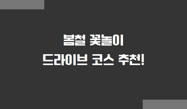 봄철 벚꽃놀이 꽃놀이 드라이브 추천 코스