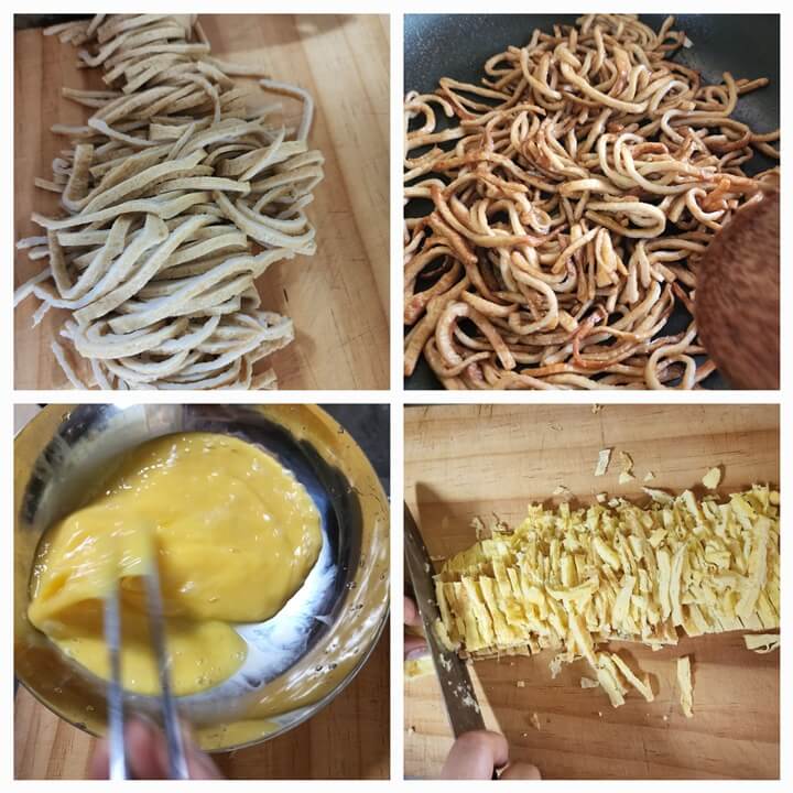 채썰은 어묵과 계란지단