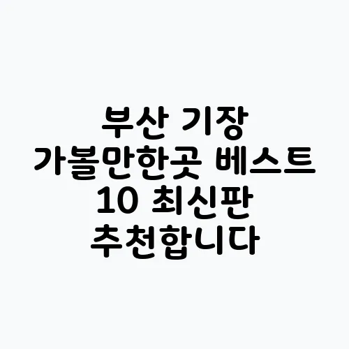부산 기장 가볼만한곳 베스트 10 최신판 추천합니다