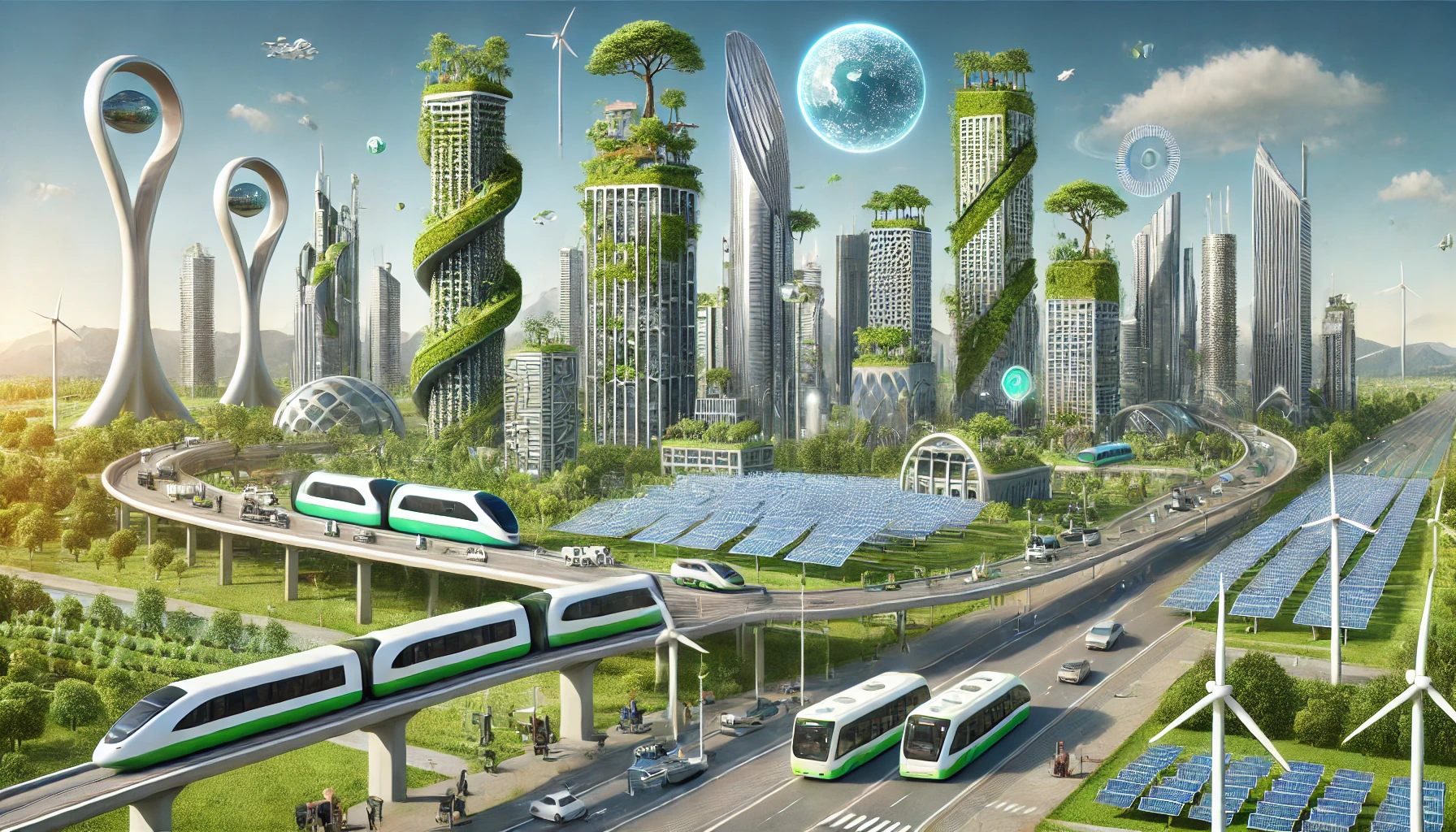 a futuristic eco-friendly smart city