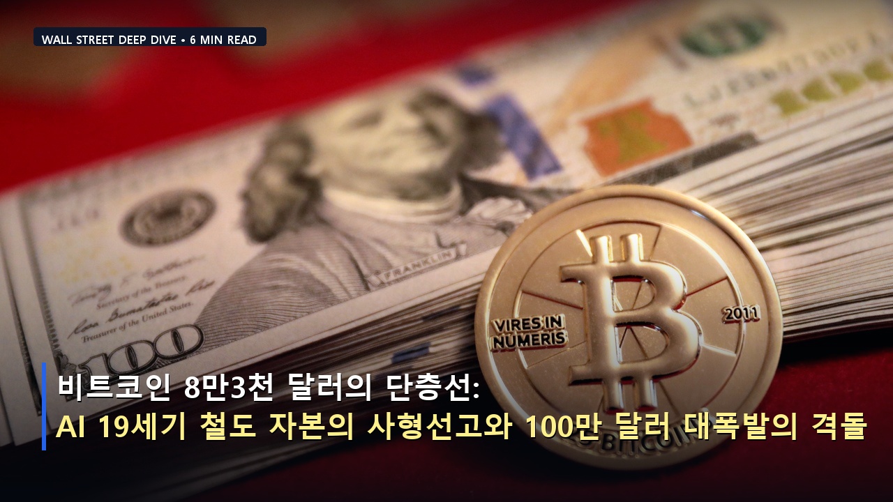 비트코인 8만3천 달러의 단층선: AI 19세기 철도 자본의 사형선고와 100만 달러 대폭발의 격돌