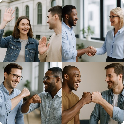 미국에서 하는 인사 사진