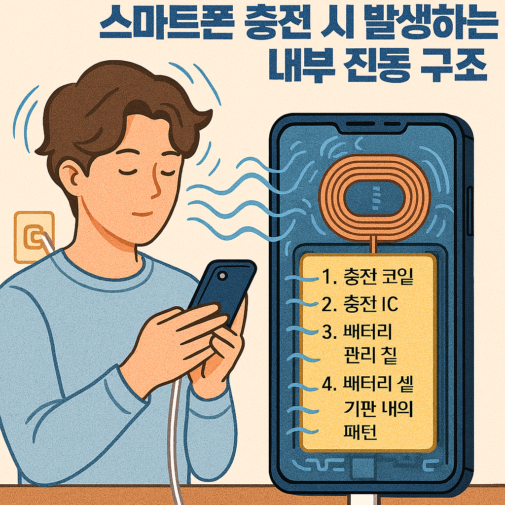 스마트폰 내부에서 충전 중 발생하는 초고주파 미시음을 예술적으로 표현한 그림