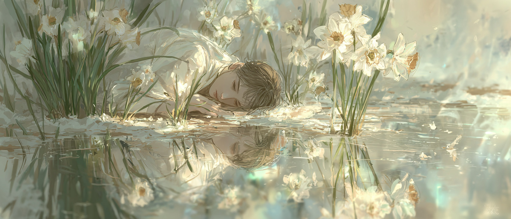 수선화: 나르키소스의 마지막 눈물, 거울 속에서 피어난 자기애의 꽃 - 봄을 알리는 희망과 건강한 자존감의 재탄생