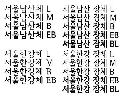 서울남산체-서울한강체-예시
