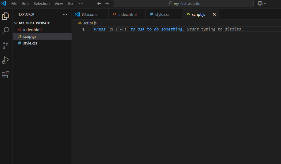 HTML, CSS, JS 새파일 생성
