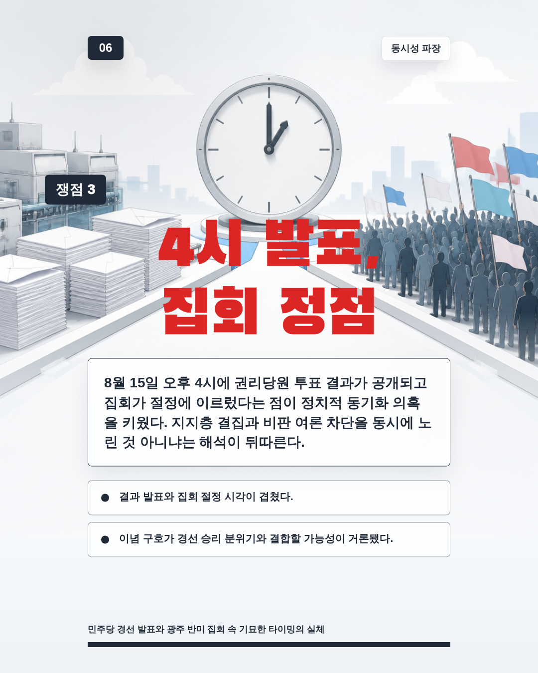 4시 발표, 집회 정점