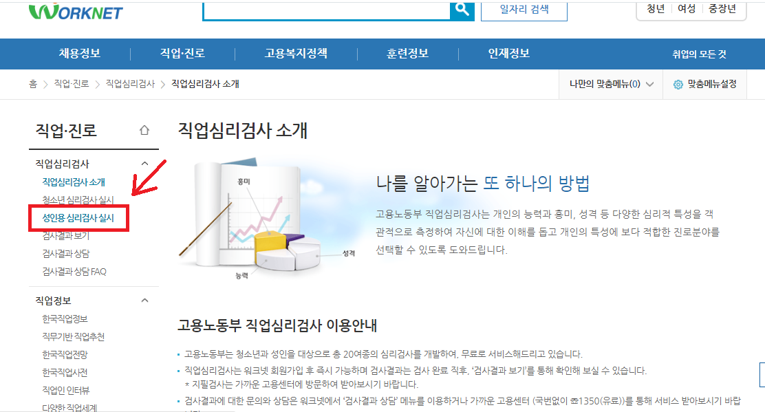 워크넷-성인용-직업심리검사