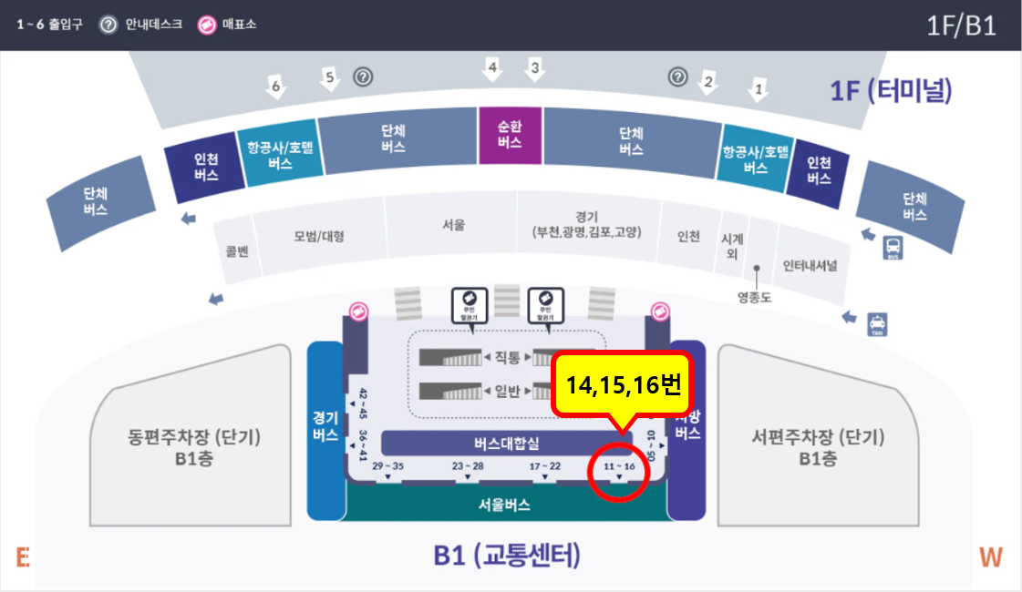 2터미널 6300번 버스 탑승 위치