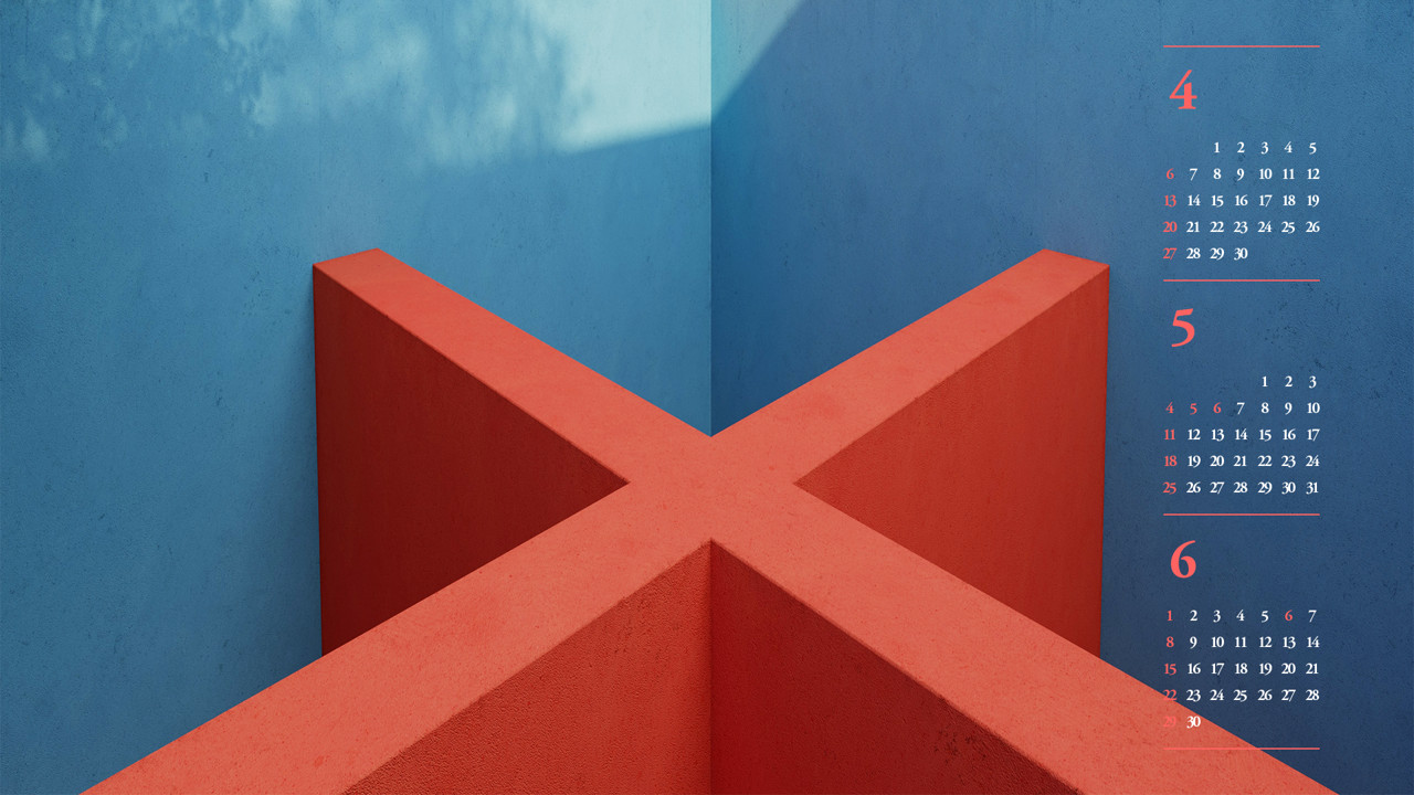 12 빨간색 파란색 벽 B - 2025년5월 노트북배경화면