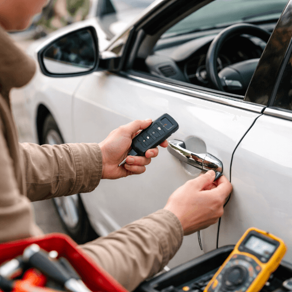 차량 도어 잠금 점검 장면