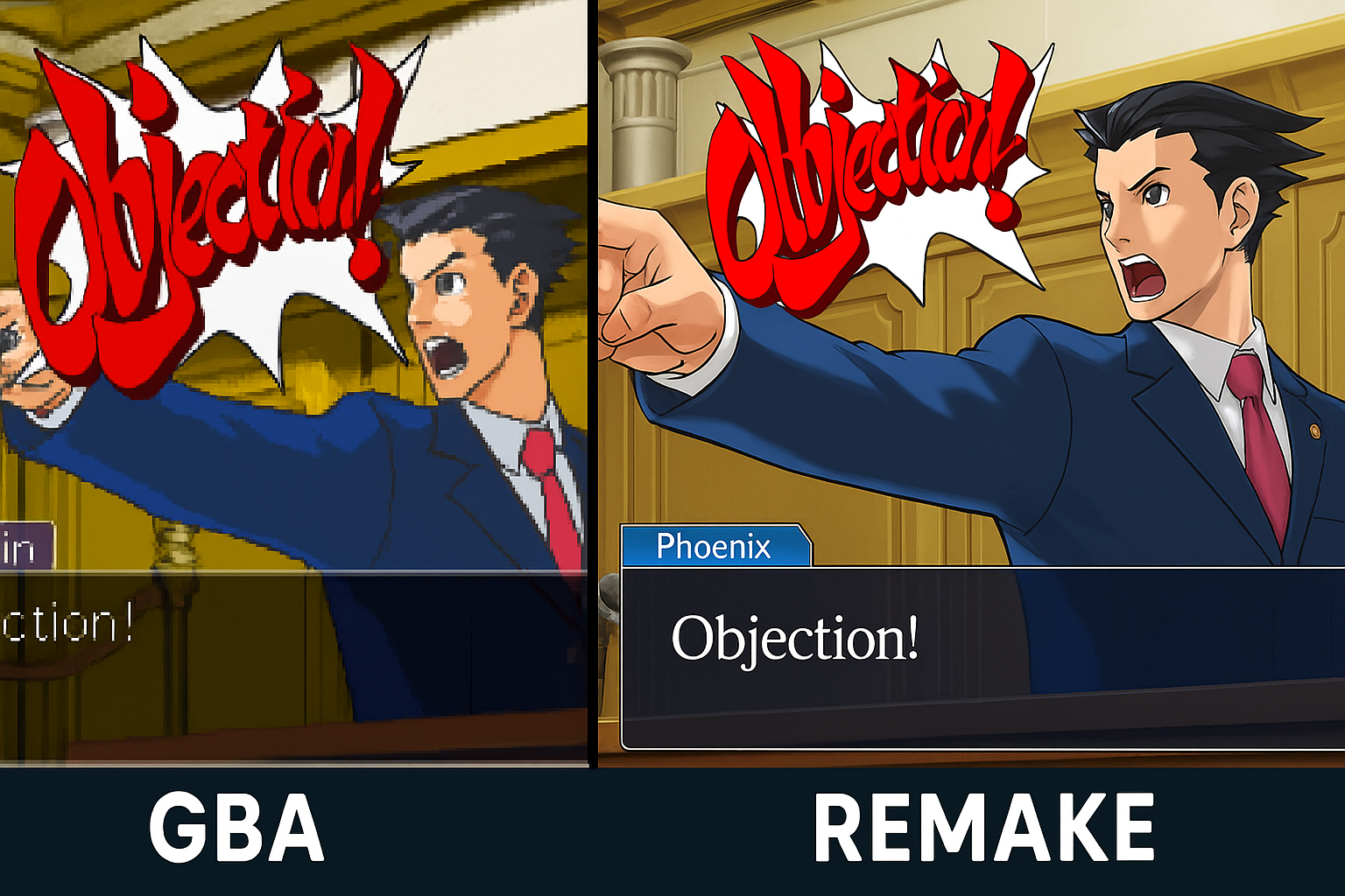 역전재판 GBA판 vs 리메이크 차이 (그래픽, 연출, 조작감)
