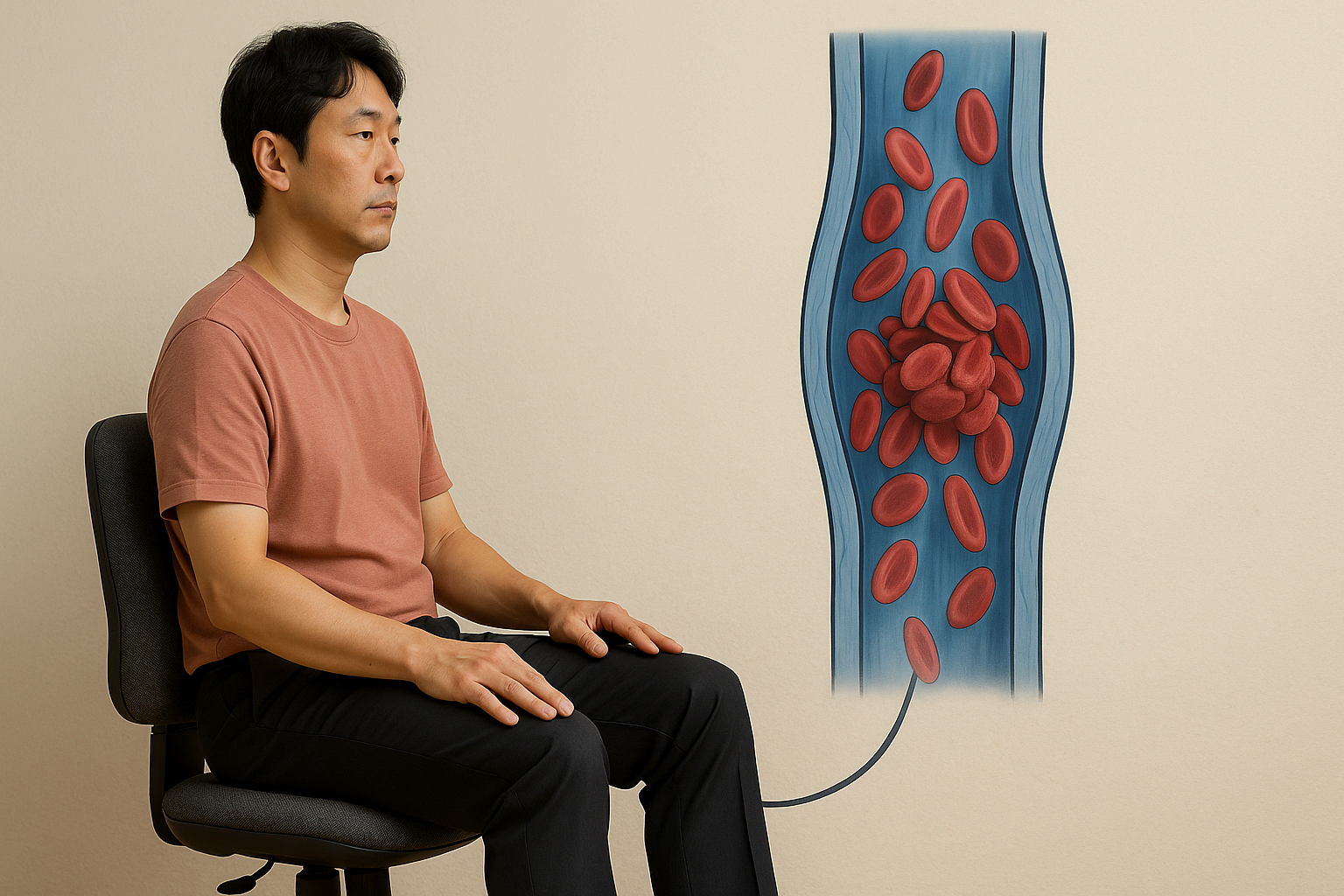 장시간 앉아있을 때 심부정맥 위험성(DVT)