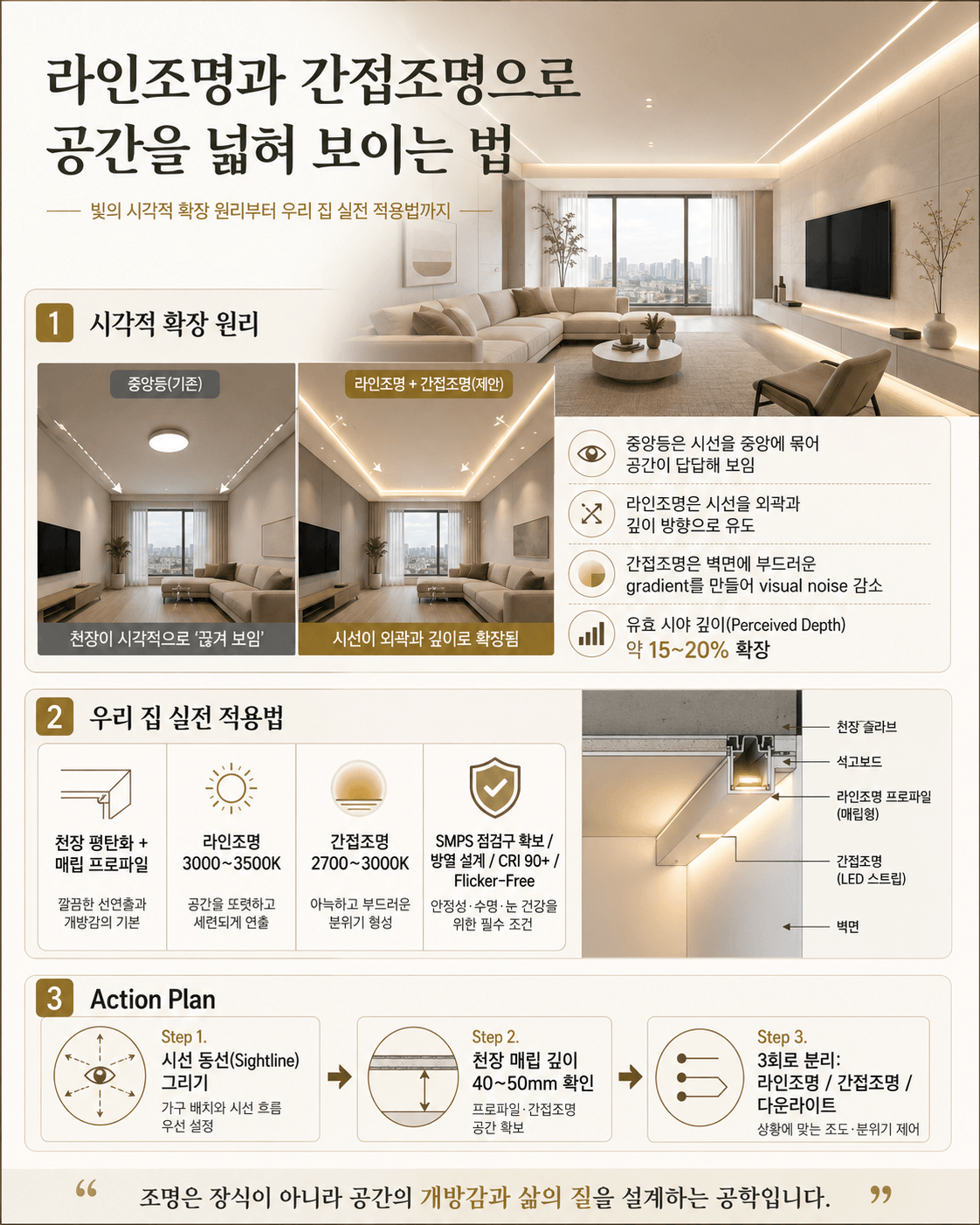라인조명과 간접조명