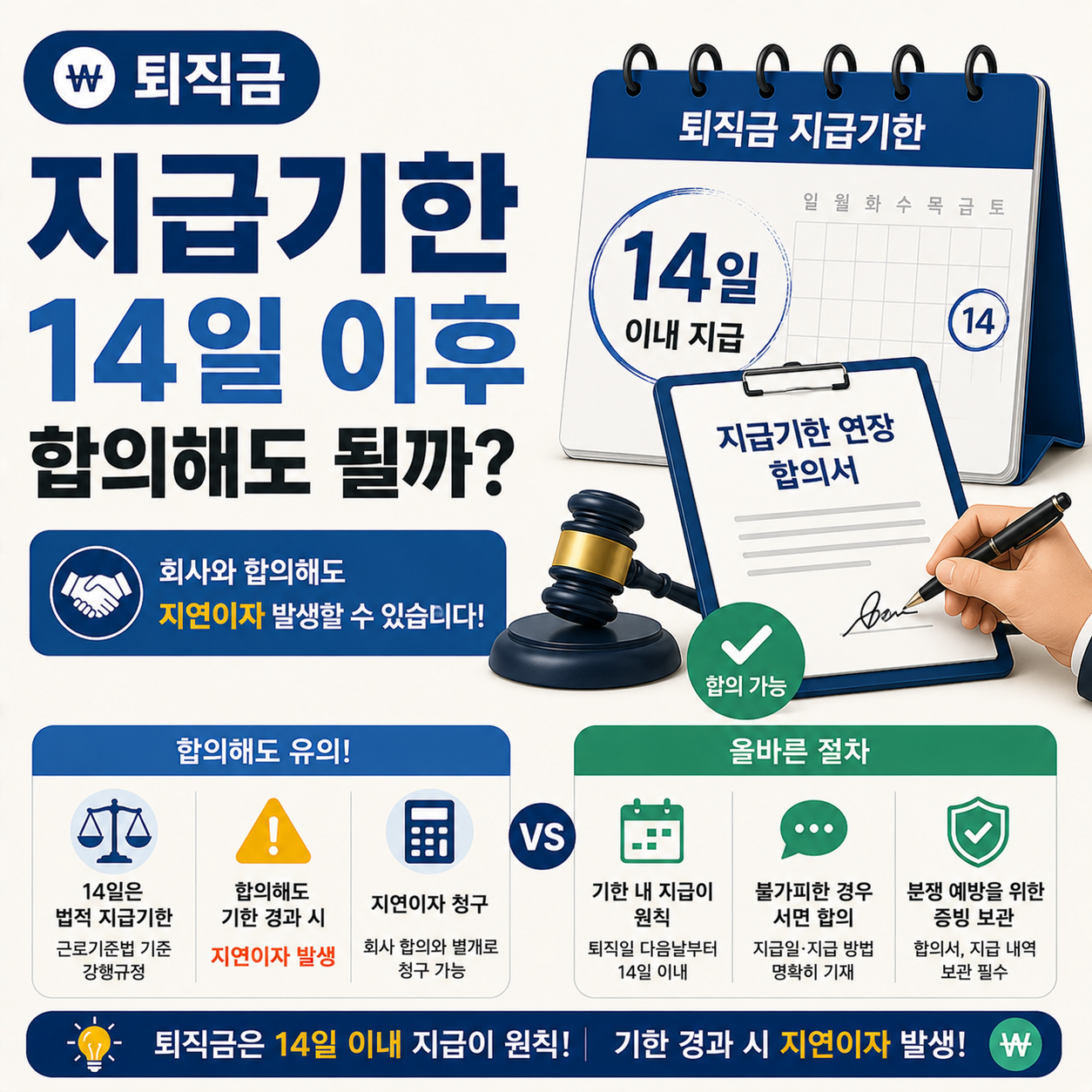 퇴직금 지급기한과 14일 합의 관련 이미지