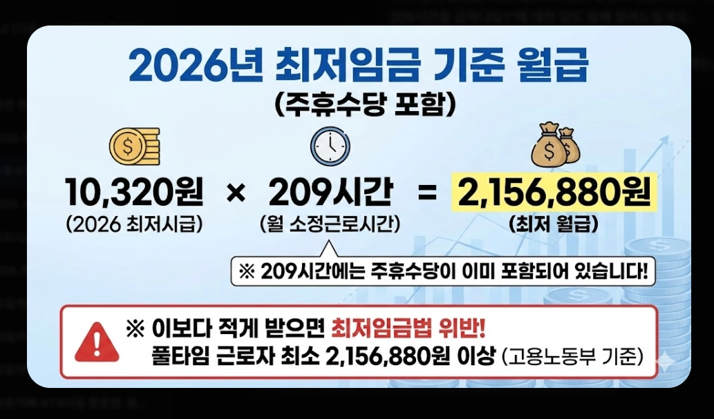 주휴수당 포함 월급 계산법 2026년 완벽 정리