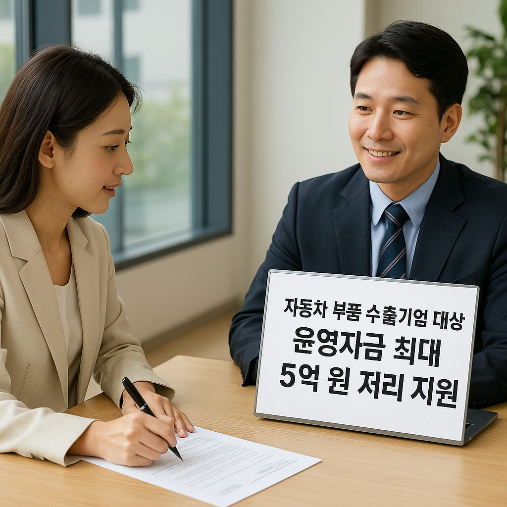 자동차 부품 수출 기업 대상 운영자금 신청