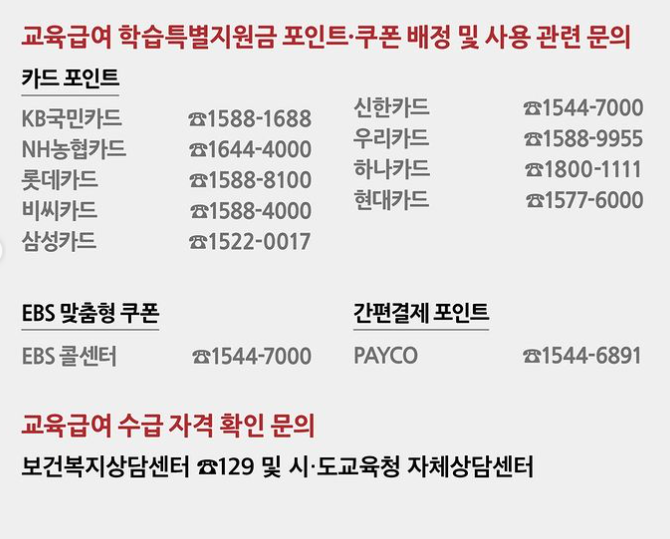 학습특별지원금 포인트, 쿠폰