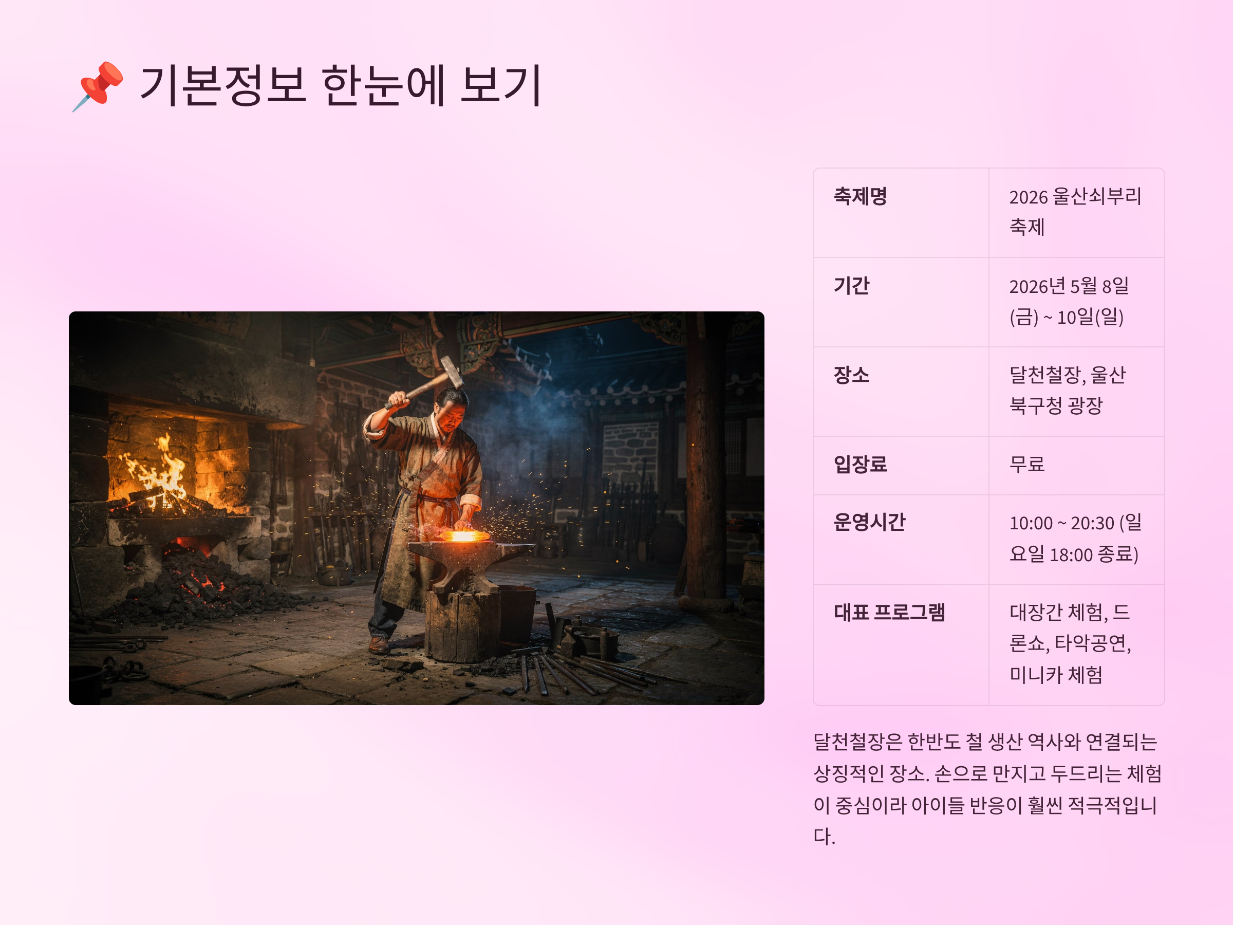 2026 울산쇠부리축제 기본정보 한눈에 보기