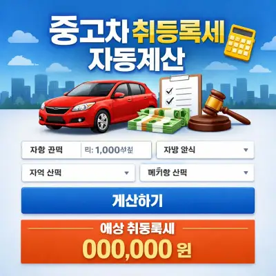 중고차 취등록세 자동계산 방법