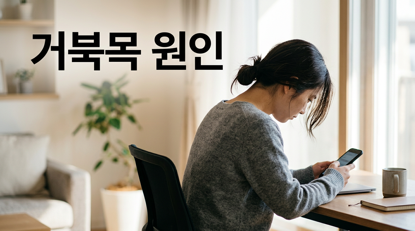 거북목 원인을 보여주는 스마트폰 보는 자세 사진