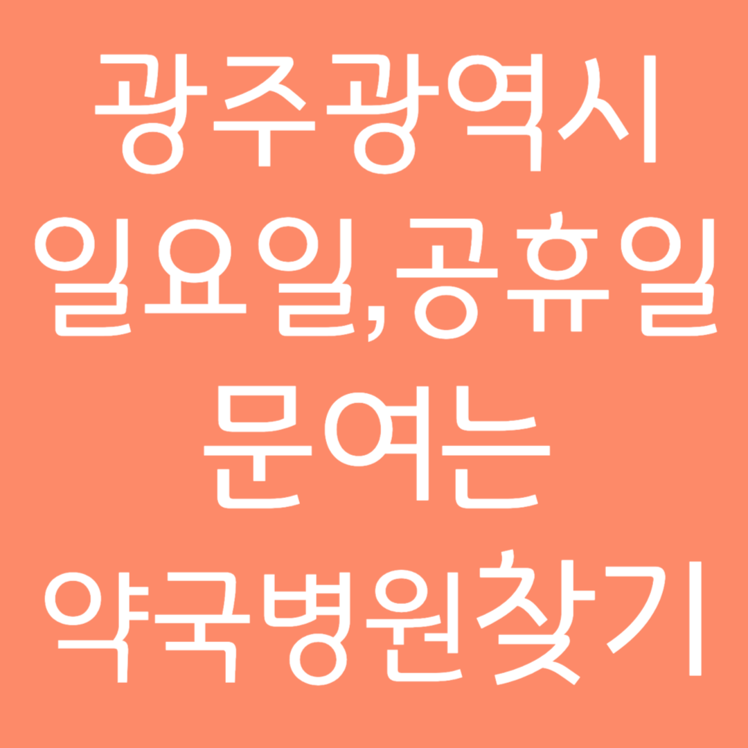 광주광역시 일요일 공휴일 문여는 약국 병원 찾기