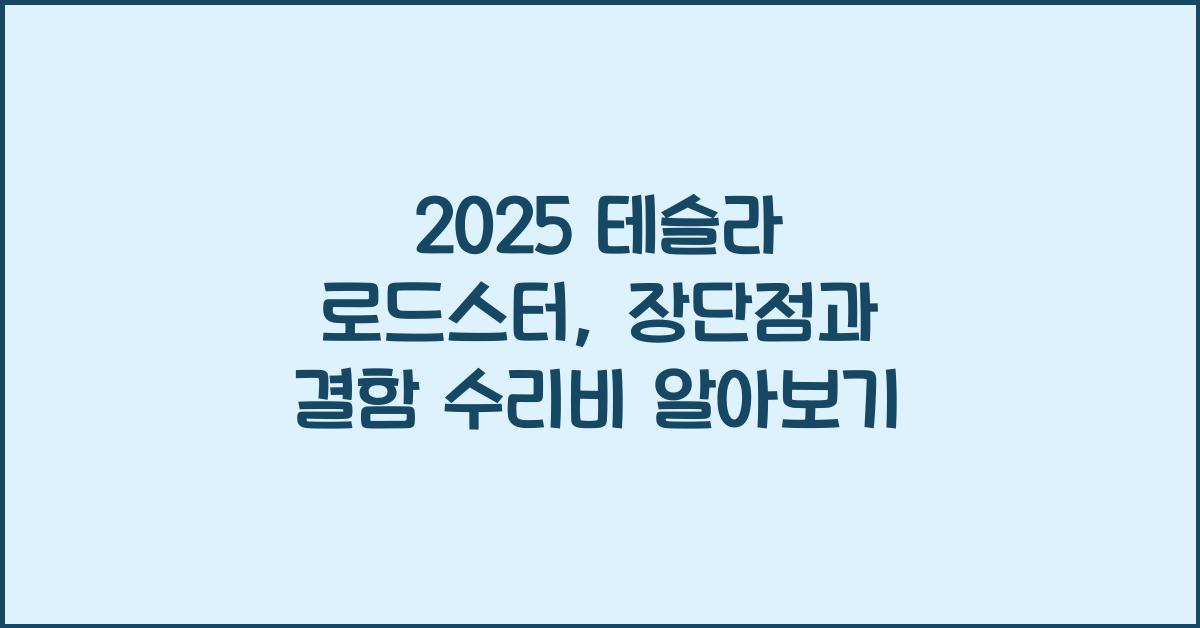 2025 테슬라 로드스터 장단점 결함 수리비