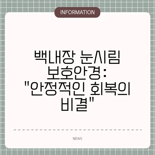 백내장 눈시림 보호안경: 