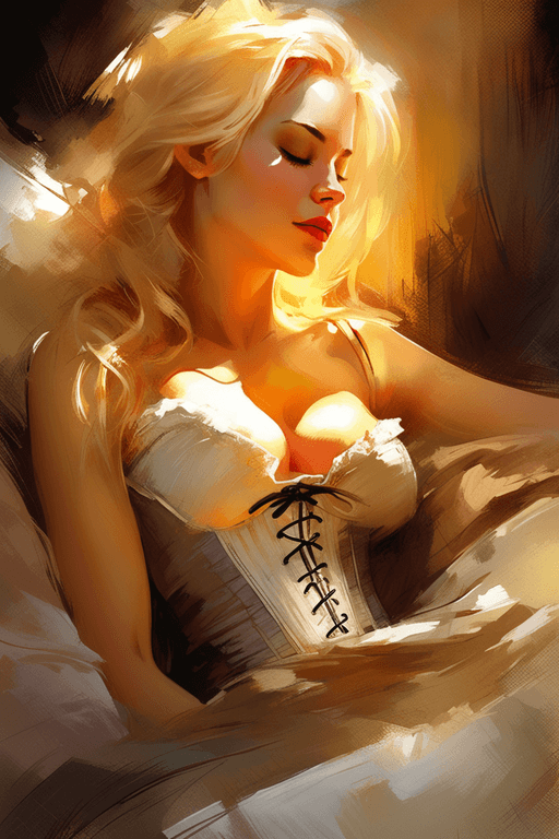 Playground AI로 생성한 그림(1) - 코르셋 입고 잠든 여성