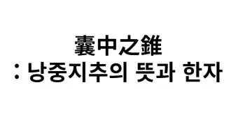 낭중지추 뜻 유래 한자 비슷한 말 예문 영어 속담 반대말_6