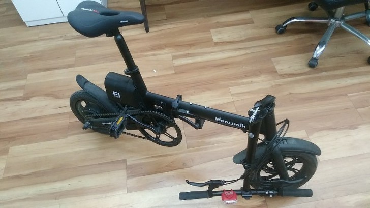 Fully assembled Ideawalk folding electric bike after setup