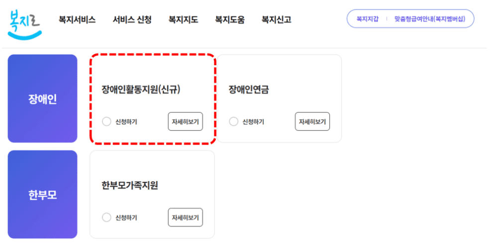 장애인 활동지원 급여 대상 신청 방법