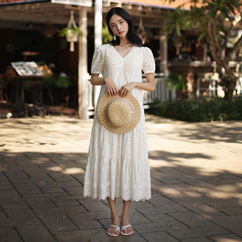 7일간의휴가 펀칭레이스 비치원피스 신혼여행 허니문 여름원피스