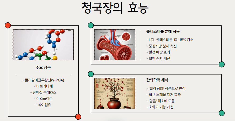 청국장: 콜레스테롤 분해 효소